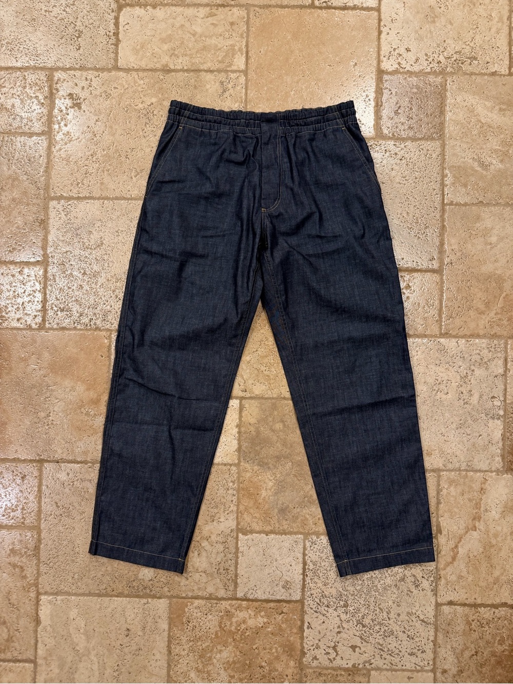 Bottega Veneta Elastic Waist V-Stitch Pocket Indigo Denim Trousers